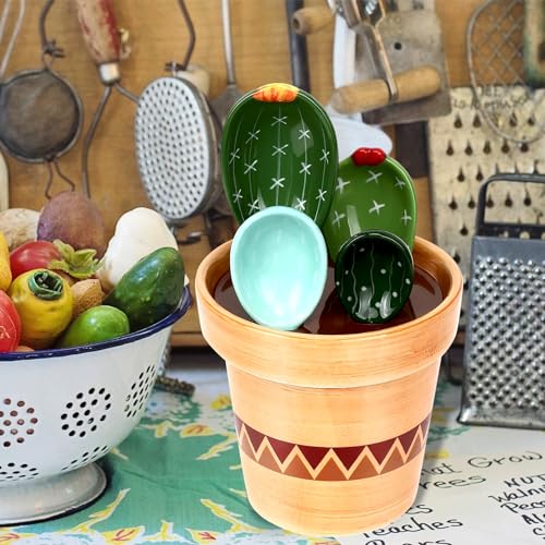 Cuillères à mesurer cactus en céramique avec finitions émaillées durables - 3