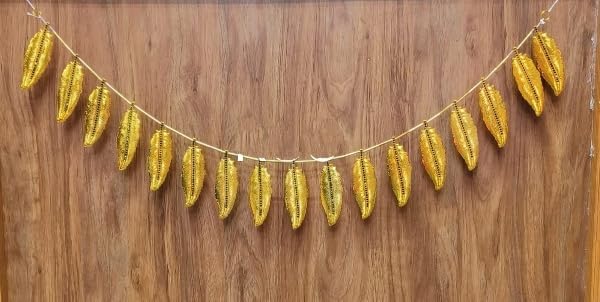 German Silver German Silver Stone Mango Leaf toran, 42" end to end for Diwali, Housewarming, Home décor, Color - Golden