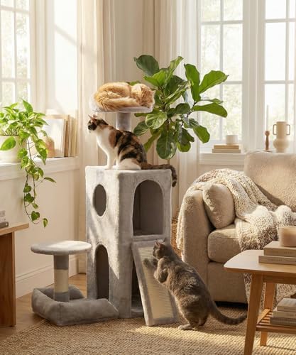 LIKISAK Cat Tree,Cat Tower with Scratching Post, 2 Perches, 110 cm Tall - 2