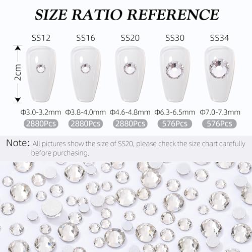 Image of Crystal Clear Flatback Rhinestones SS30 (6.4-6.6mm), 576pcs Glass Nail Gems, Non Hotfix Rhinestones for Nails, Crafts, Clothing, DIY Bling Decorations