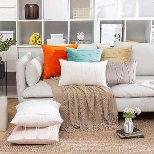 Image of Khooti Velvet Striped Cushion Cover Pack of 1-30 inch x 30 inch / 76 x 76 cm | Orange | Soft Pillow Covers Cushion Case for Sofa Bedroom Livingroom Chair Car, Cushion Cover with Zig Zag Pattern