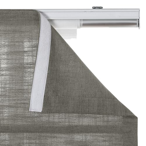 Image of TWOPAGES Liz No Drill Cordless Roman Shades Linen Textured Roman Blinds for Windows, Custom Made Room Darkening Blackout Roman Window Shades, Hardware Included, Light Grey, 1 Piece