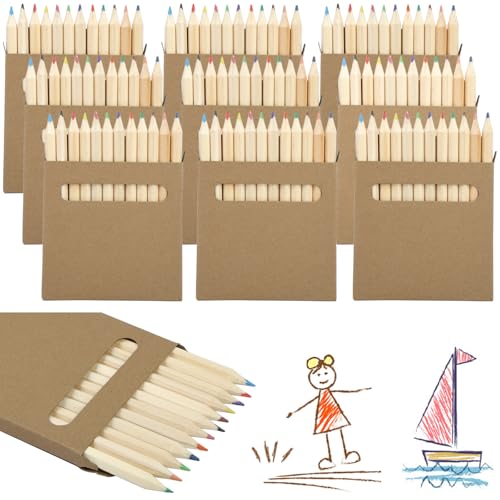 Svalor 120 Buntstifte Kinder Set, 10 Packungen Mini Buntstifte mit je 12 Holzstifte, Farbstifte Kinder Kleine für Kinder Kunst Zeichnung, Skizzieren und Färbung