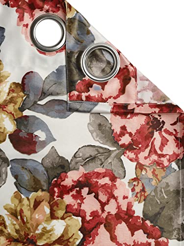 Image of Swayam 90% Blackout Polyester Window Curtain for Living Room & Bedroom | 5 Feet | Room Darkening Curtain with Eyelets | Pack of 1 | Floral Design - Red & Grey