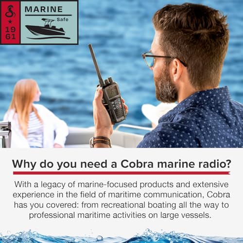 Image of Cobra BlueBound 350 VHF Handheld Marine Radio, Black - 6-Watt, Floats