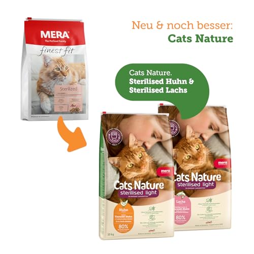MERA Finest fit Sterilized, Katzenfutter trocken für sterilisierte oder kastrierte Katzen, Trockenfutter aus frischem Geflügel und Reis, fettarmes Futter ohne Zucker (4 kg)