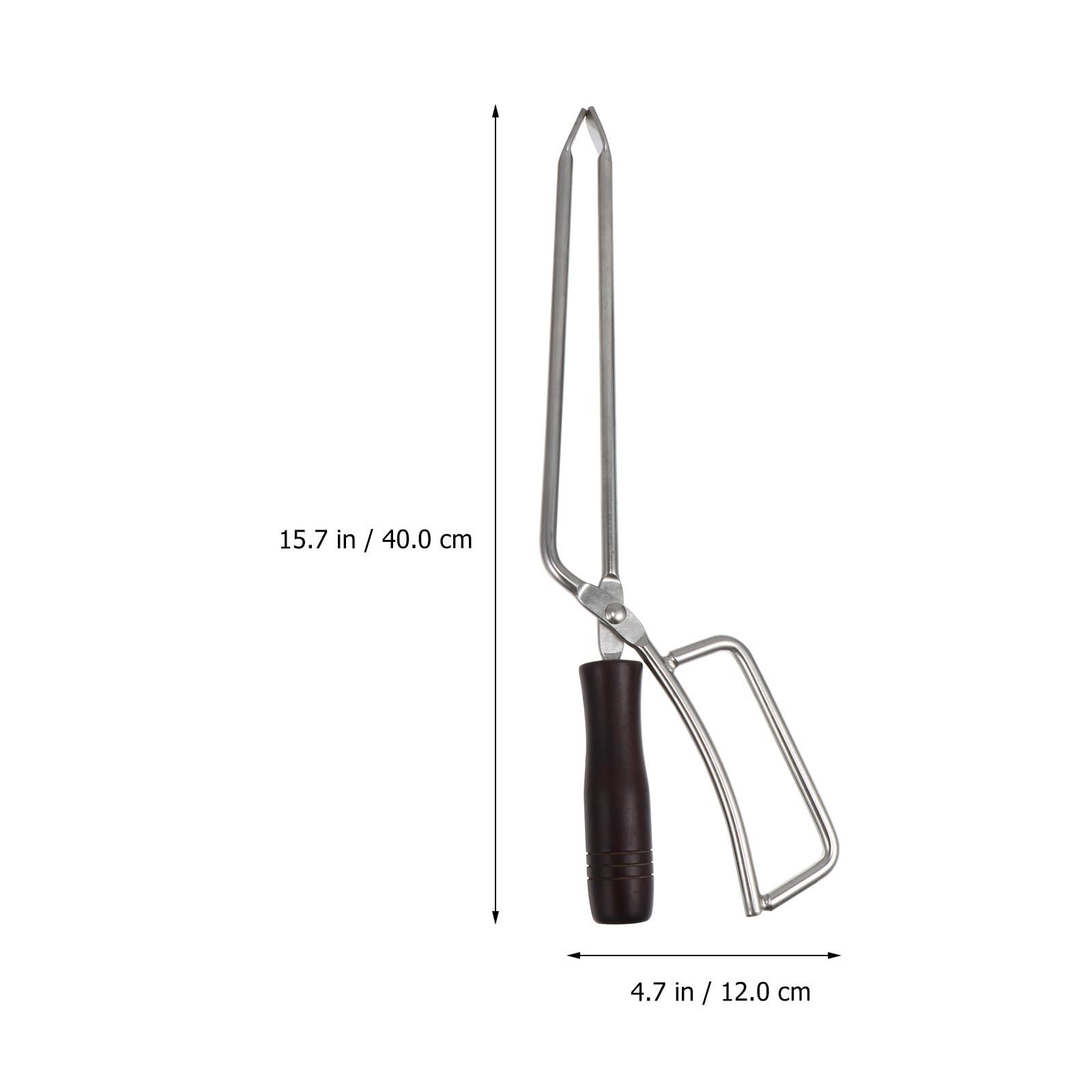 Pinza para Carbón Mango de Madera de Acero Inoxidable