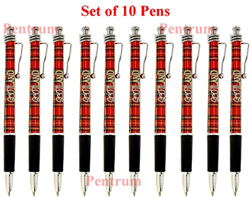 Set di 10 penne a sfera a forma di penna scozzese