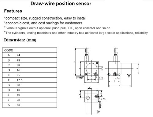 Encodeur de type pot de fleurs Gowe à corde 1000 mm et signal de ligne HTL - 6
