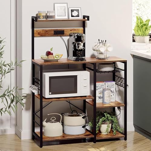 Cocina, Estante Para Cocina Estantería Resistente De 7 Niveles Mesa Auxiliar Cocina Con Estación De Carga Recibidor Multiusos Mueble Para Horno De Microondas Con...