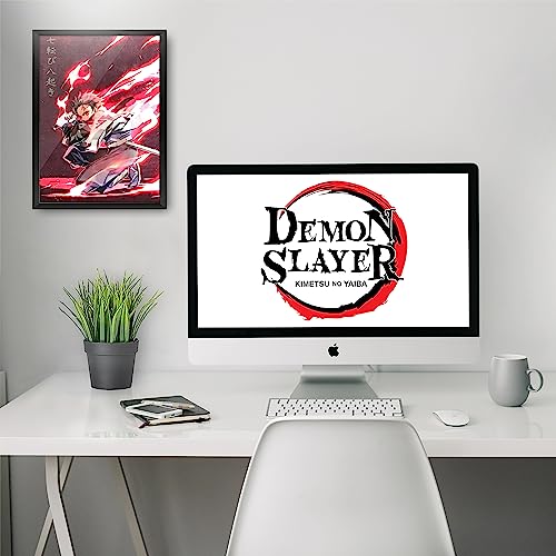 Image of MCSID RAZZ - Demon Slayer - Tanjiro and Rengoku - Fire Breathers Design A4 Size Poster (With Frame) - Best Gift For Demon Slayer Fans /Best Artifacts To Your Home & Decor /For Anime Fandom