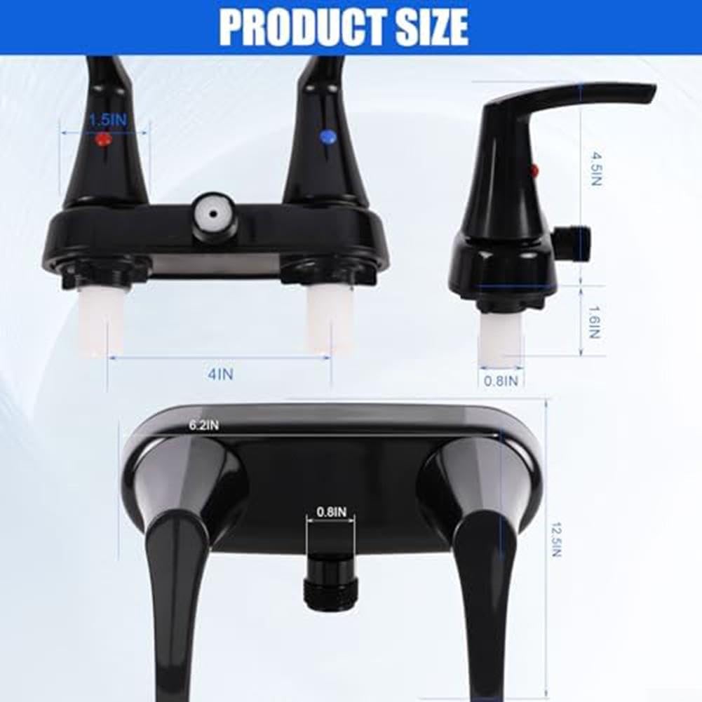 Rubinetto doccia RV doppio controllo nero 2 fori 4 pollici