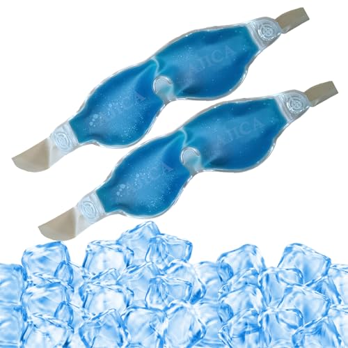 Image of Aloe Vera Cool Gel Eye Mask Summer Ice Cooling Sleeping Mask for Eye Patches Remove Dark Circles Fatigue Cool Eyes Patch Pads Eye Care (Blue Aloe Mask, Pack of 2)