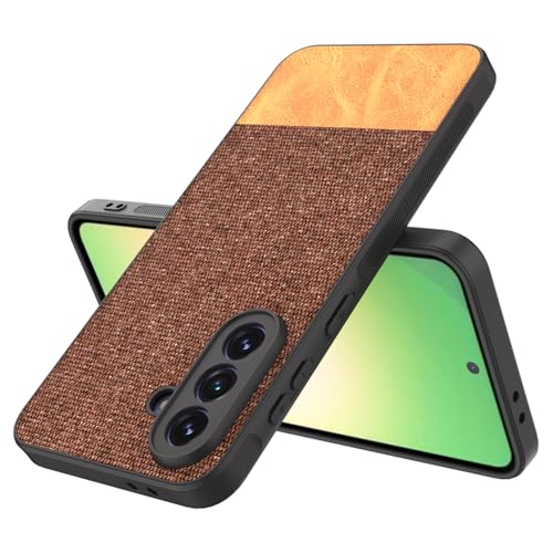 Image of Kapa Soft Fabric & Leather Hybrid Protective Back Cover for Samsung Galaxy A57 5G | Shockproof Slim Hard Anti Slip Back Case (Brown)