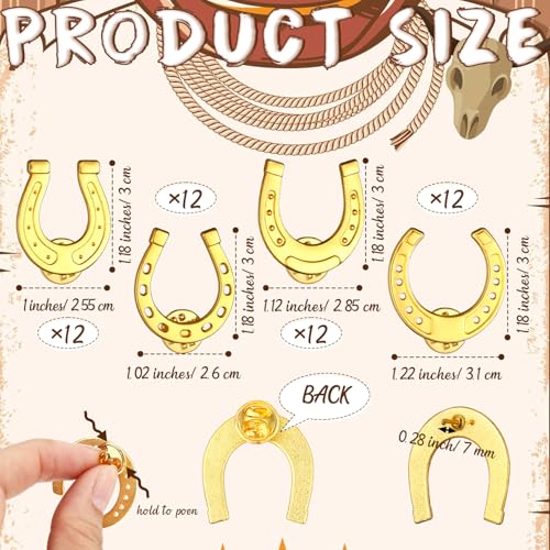 48 Pcs Horseshoe Pins Bulk Cowboy Cowgirl Western Enamel Lapel Pin Western Party Favor for Clothing Bag Hat Decor Jewelry Gift2