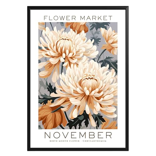 Birthday Gifts for Women, Flower Market November Birthday Wall Art