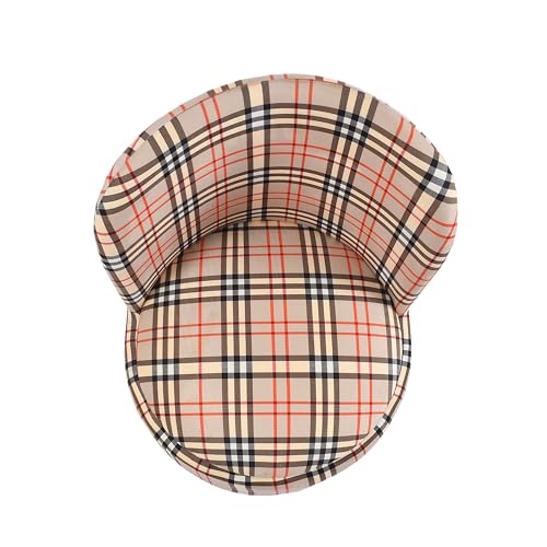 Image of NACIA Velvet Printed Ottoman Chair with Stool Combo | Dressing Table Chair for Bedroom Makeup Room Decor | Modern Upholstered Ottoman with Wooden Legs for Home (18x18x32 Inches, Cream Strip)