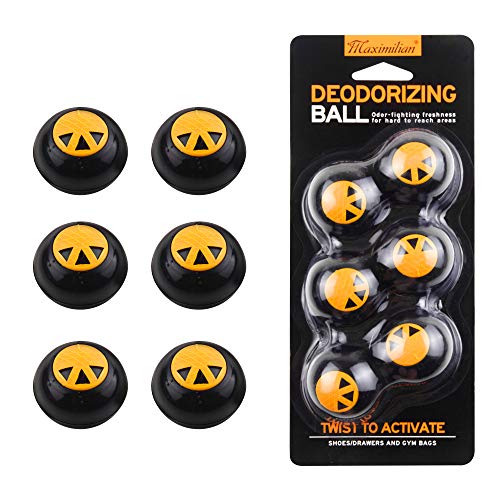 MAXIMILIAN Lot de 6 boules désodorisantes pour chaussures-Pour baskets, casiers, sacs de sport, bureaux et voitures, arôme fruité naturel, noir Cover