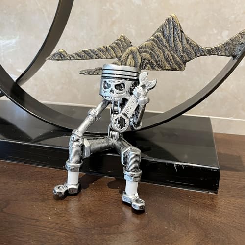 Escultura de calavera tallada en resina estilo pistón 14 cm miniatura 5