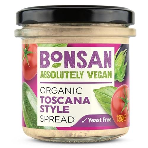 Bonsan – Bio-Aufstrich nach toskanischer Art (6 x 135 g), veganer Aufstrich nach mediterraner Art, leicht und cremig, frei von Milchprodukten und GVO, für Sandwiches und zum Dippen