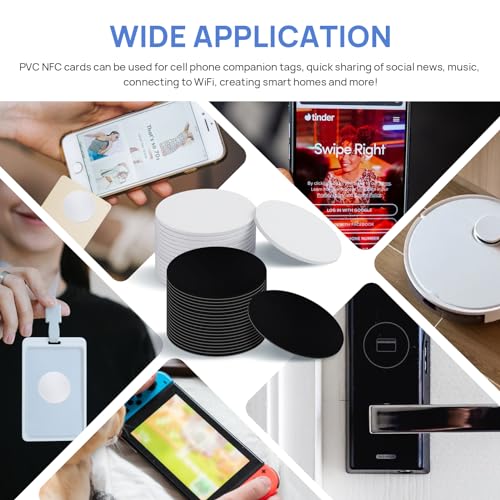 Image of 50 Pcs NFC Stickers Tags, NFC Cards with Adhesive Back, Round Rewritable NFC Cards, 504 Bytes Memory Compatible (25mm)