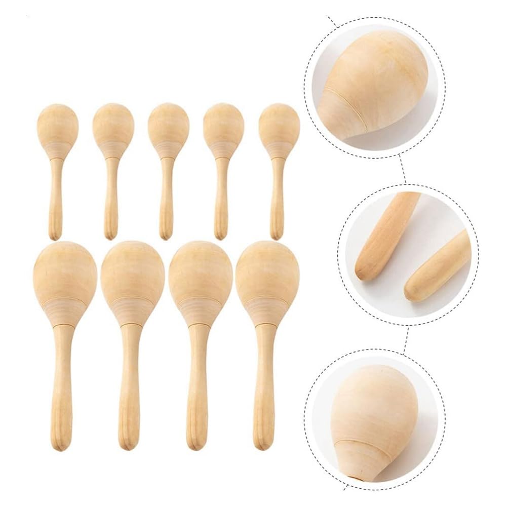 12 Piezas de Maracas de Madera Sin Terminar, Agitador de Rumba de Madera en, Sonajero Orff, Instrumento Musical de Percusión Manual
