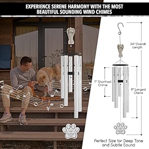 Angel Pet Memorial Wind Chime for Dogs – 34″ Dog Memorial Wind Chime for Loss of Dog, Condolences for Loss of Pet Sympathy Gift, in Memory of Dog Remembrance Gift, Pet Memorial Gifts