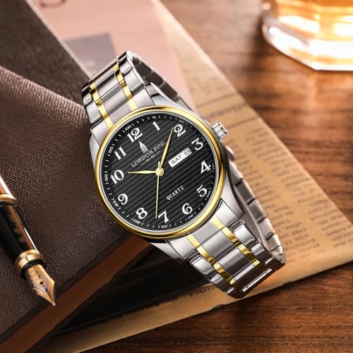 Image of London Fog Carnaby Collection Analog Watch for Men with Round Dial, Day & Date Display, Quartz Movement, Stainless Steel Strap & Water Resistant - LFM10008