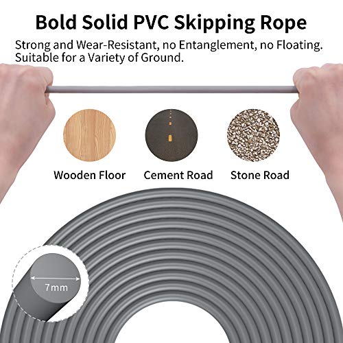 Umi Cuerda de saltar con peso de 7 mm de grosor, asas ajustables, cuerda de saltar pesada para ejercicios de fitness, quema de grasa, adultos - Imagen 4