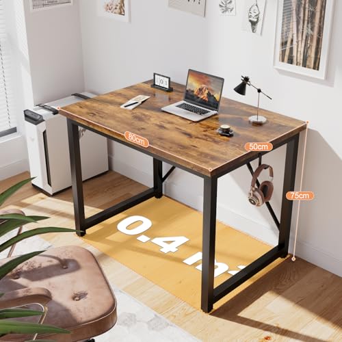 Devoko Computer Desk 80 x 50 x 75 cm, Home Office desk, Study Writing Desk Small Desks for Small Spaces, Laptop Table for Home Workstations, Industrial Design Black Desk Metal Frame, Rustic Brown 4 Devoko Computer Desk 80 x 50 x 75 cm, Home Office desk, Study Writing Desk Small Desks for Small Spaces, Laptop Table for Home Workstations, Industrial Design Black Desk Metal Frame, Rustic Brown - Image 4
