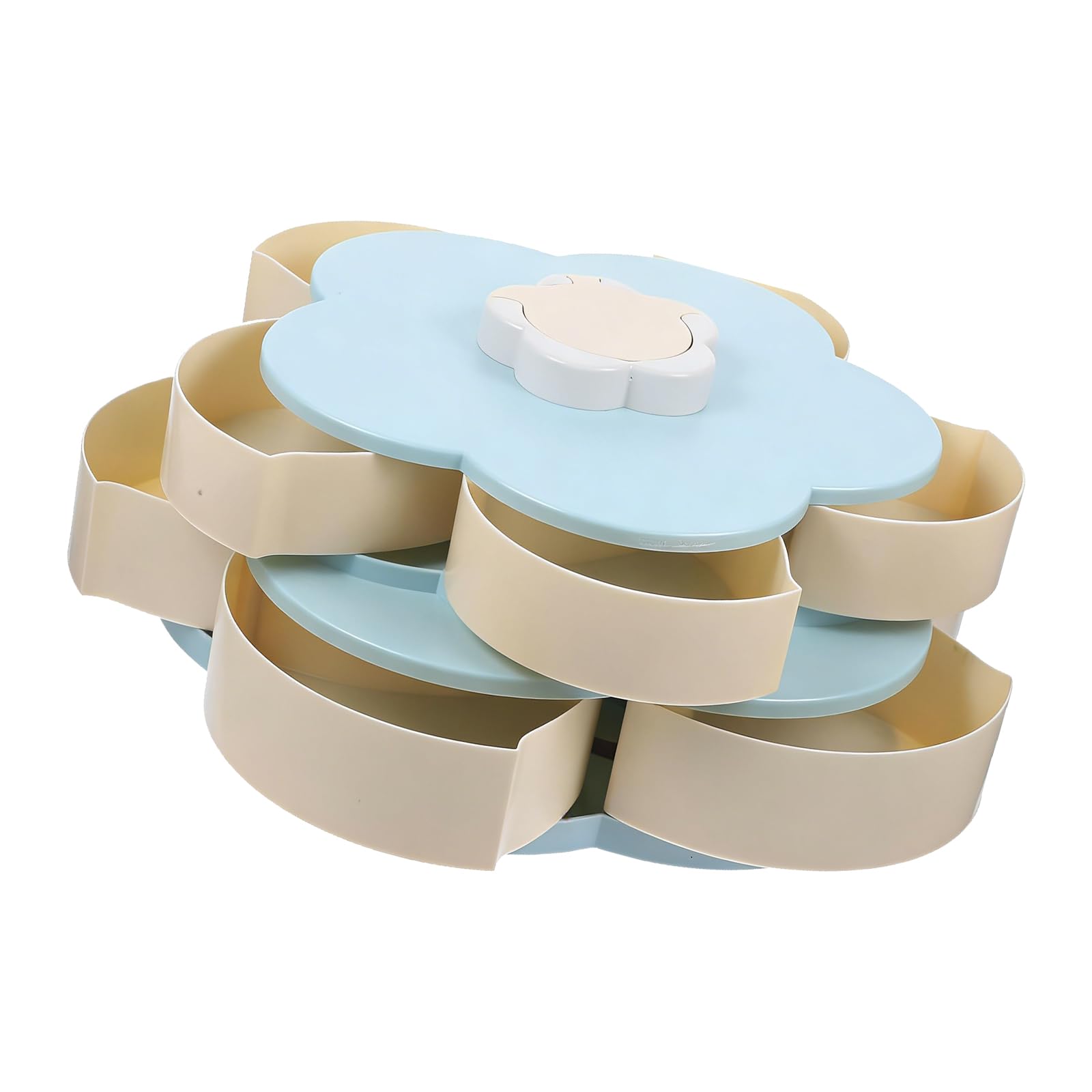 Snacks Dispenser Rotating Snacks Tray with 5 Compartments and Nonslip Base for Social Event Twirling Treat Planner