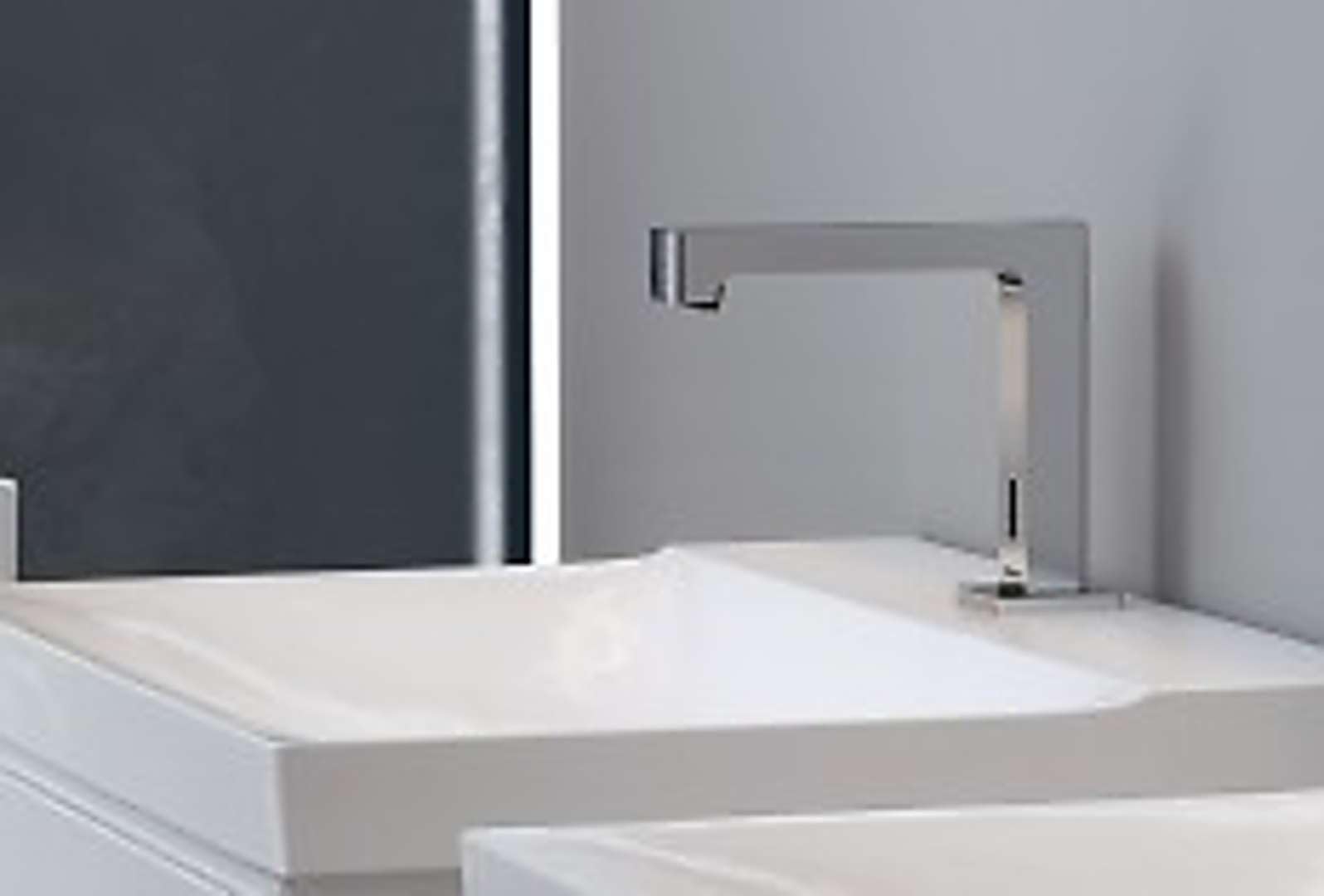 Geberit - Grifo Electrónico Geberit Brenta Para Lavabos, Montaje De Encimera, Servicio De Red, Para Caja Funcional Empotrada: Cromado Brillante Con Mezclador (116.192.21.1)