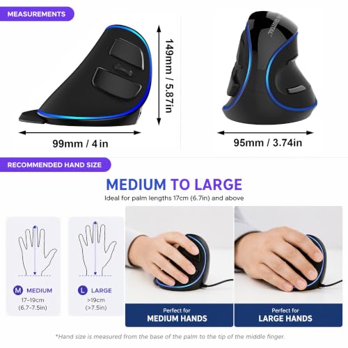 Image of J-Tech Digital Wired Ergonomic Vertical USB Mouse with Adjustable Sensitivity (600 /1000 /1600 DPI), Scroll Endurance, Removable Palm Rest & Thumb Buttons [V628]