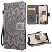 Produktbild VemMore für Huawei P Smart+ / Huawei P Smart Plus Hülle Handyhülle Schutzhülle Leder PU Wallet Flip Case Bumper Lederhülle Ledercase Blumen Muster Klapphülle Standfunktion Sonnenblume - Grau