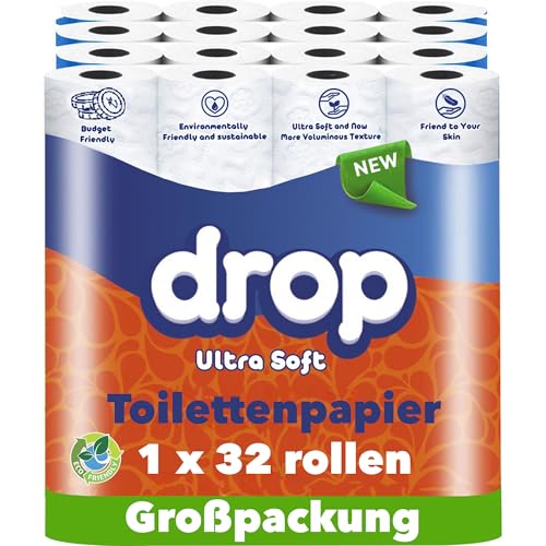 Drop - Ultra Soft Toilettenpapier - 32 Rollen WC-Papier - 2-lagig