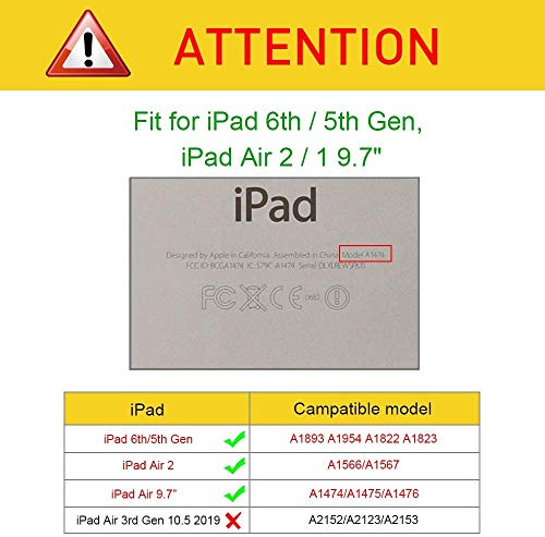 Bspring iPad 9.7 inch 2017/2018 Case/iPad Air/Air 2 Cover, PU Leather Shockproof Shell Stand Smart Cover with Auto Wake/Sleep - Image 3