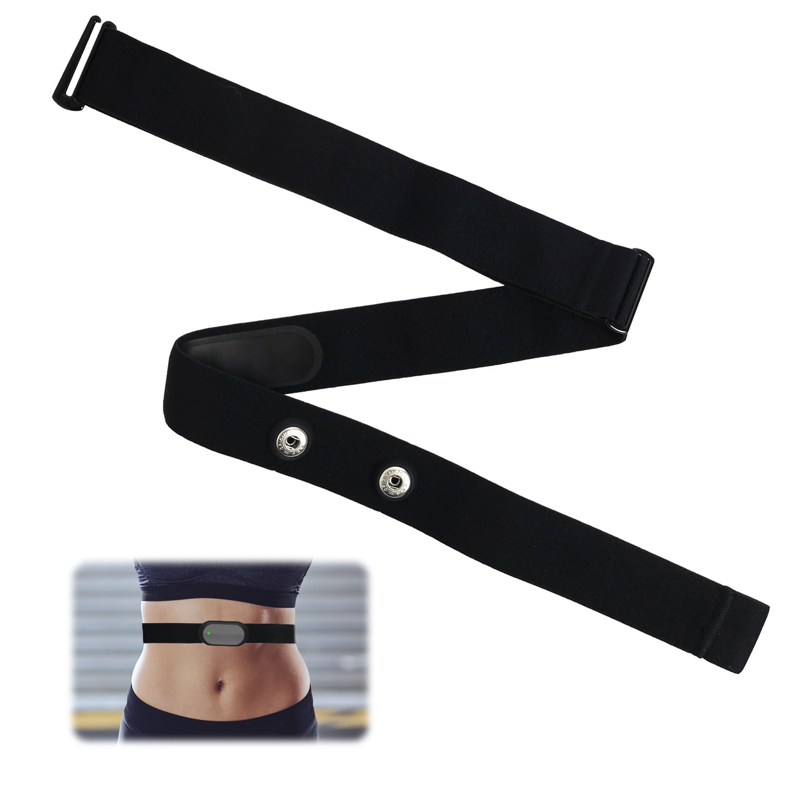 Ceinture Cardio Réglable, 70 cm à 105 cm, Détecteurs de Distance 45mm, Capteur Cardiaque Bluetooth Ant+ Compatible avec Cardiofrequencemetre