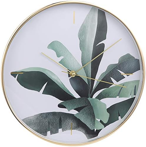 Kiera Grace Wall Clock, 12 Inch, Hays Banana Leaf Simple Modern Wall Clocks Battery Operated, Silent Non Ticking Bright Color Home Decor for Living Room, Kitchen, Bathroom