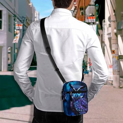 Personalized Small Crossbody Bag Water Resistant Messenger Bags Mini Blue Owl Printing SlingBag For Men Women4
