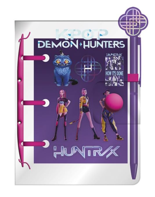 K-Pop Demon Hunters, Huntrix, Notebook with Ballpoint Pen, Notebook, Mini Notebook, Purple, Official Product