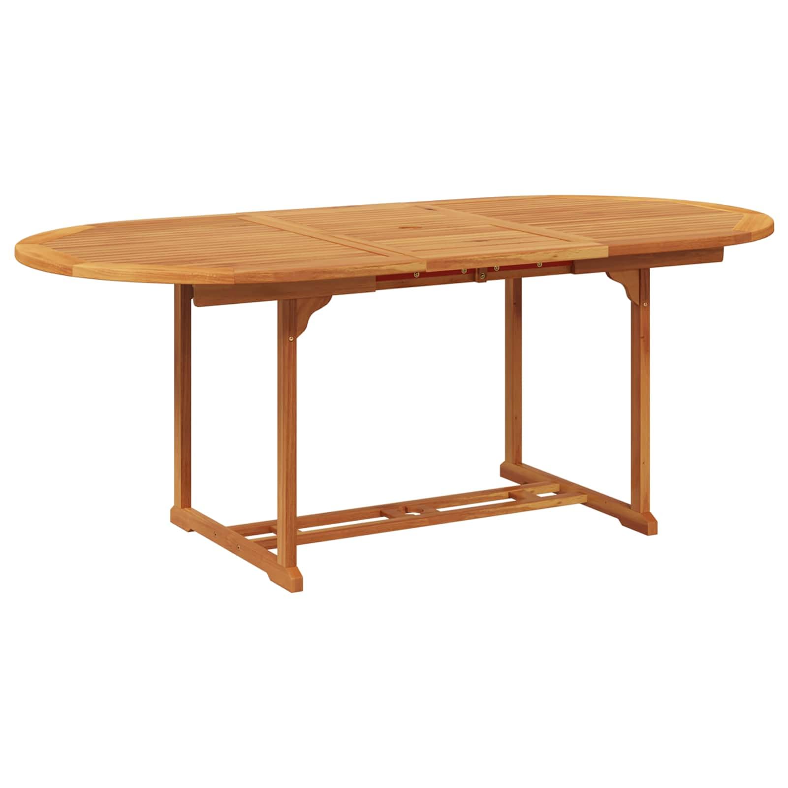 Homgoday Essgruppe für draußen mit Sonnenschirm 8 stk. 6-Sitzer, Massivholz Akazie, Anthrazit und Natur, ausziehbarer Tisch 200x100x74 cm, 5-fach verstellbare Stühle, UV-beständig, wetterfest, für Gar