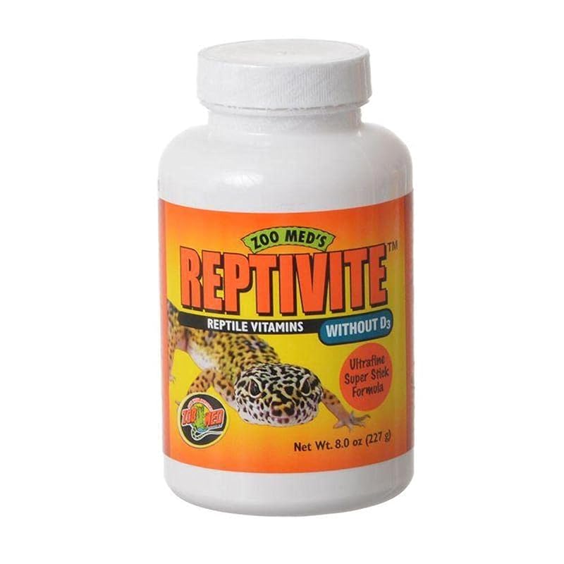 Suplemento vitamínico e mineral para répteis Zoo Med ReptiVite sem D3, aproximadamente 227 g