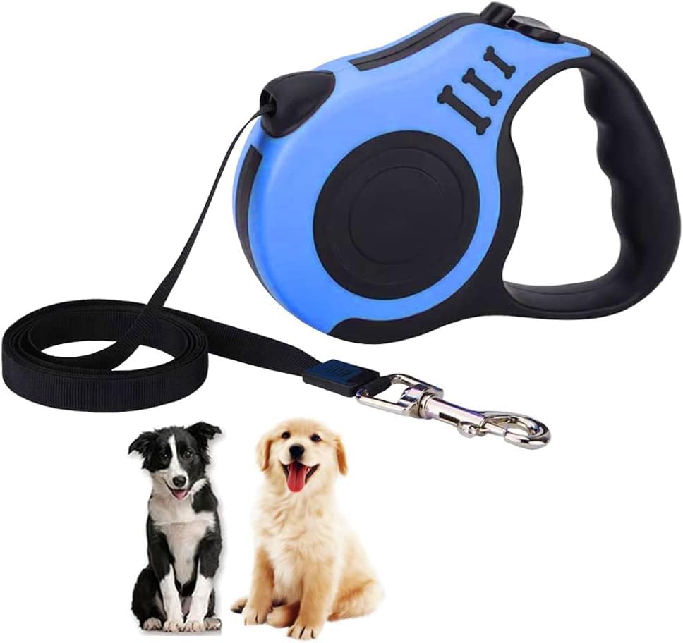 Einziehbare Hundeleine,Kleiner Hund Rollleinen Anti-Rutsch Griff mit Brems, 5Meter Blau
