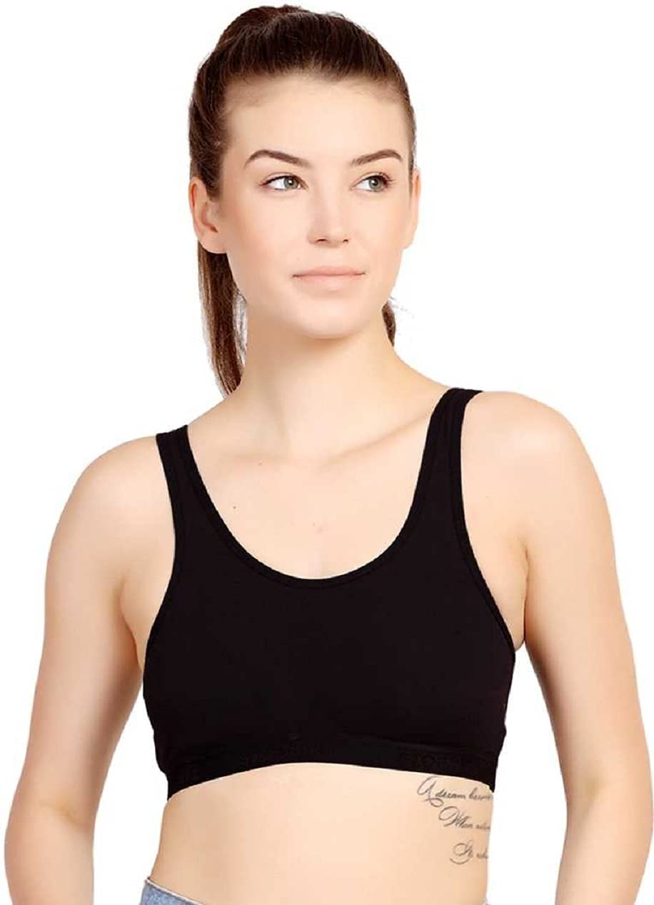 YesGo Non Padded Without Lace Full Coverage Nylon Colorful Sports Bra for Women (Black, Medium)-picture-14