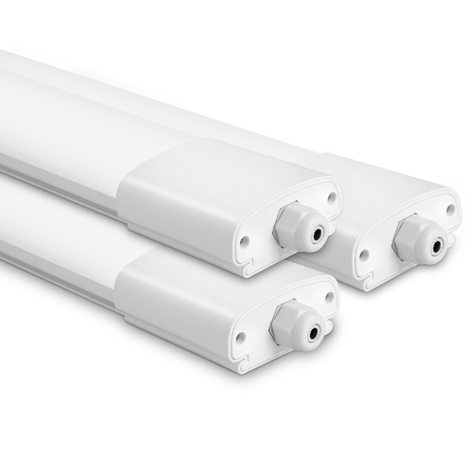 3 pack de luminaires LED pour espaces humides, 90 cm, 30W 3300 lm, blanc neutre 4000K, étanche IP65, plat - Idéal pour garage ou atelier