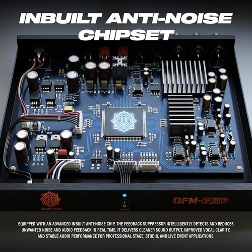Image of DIGIMORE Anti-Feedback Processor w / 4 Mic Ins | Anti-Noise Chip | 150Hz-15kHz Freq. Shift | Transformer Based | Inbuilt Gain Boost | Feedback Manager for PA System, Stage Shows & Conferences (DFM-6XO)