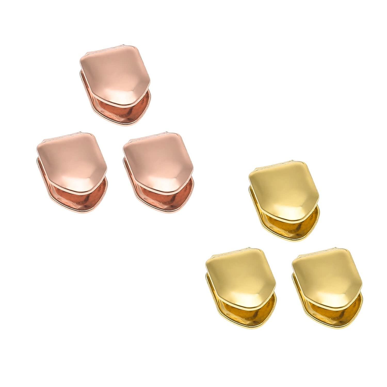 gofidin 6PCS Gold Silver Plated Small Single Tooth Cap Grillz Hip Hop Teeth Grill Gold Teeth Set Single Flat Teeth Set Jewelry