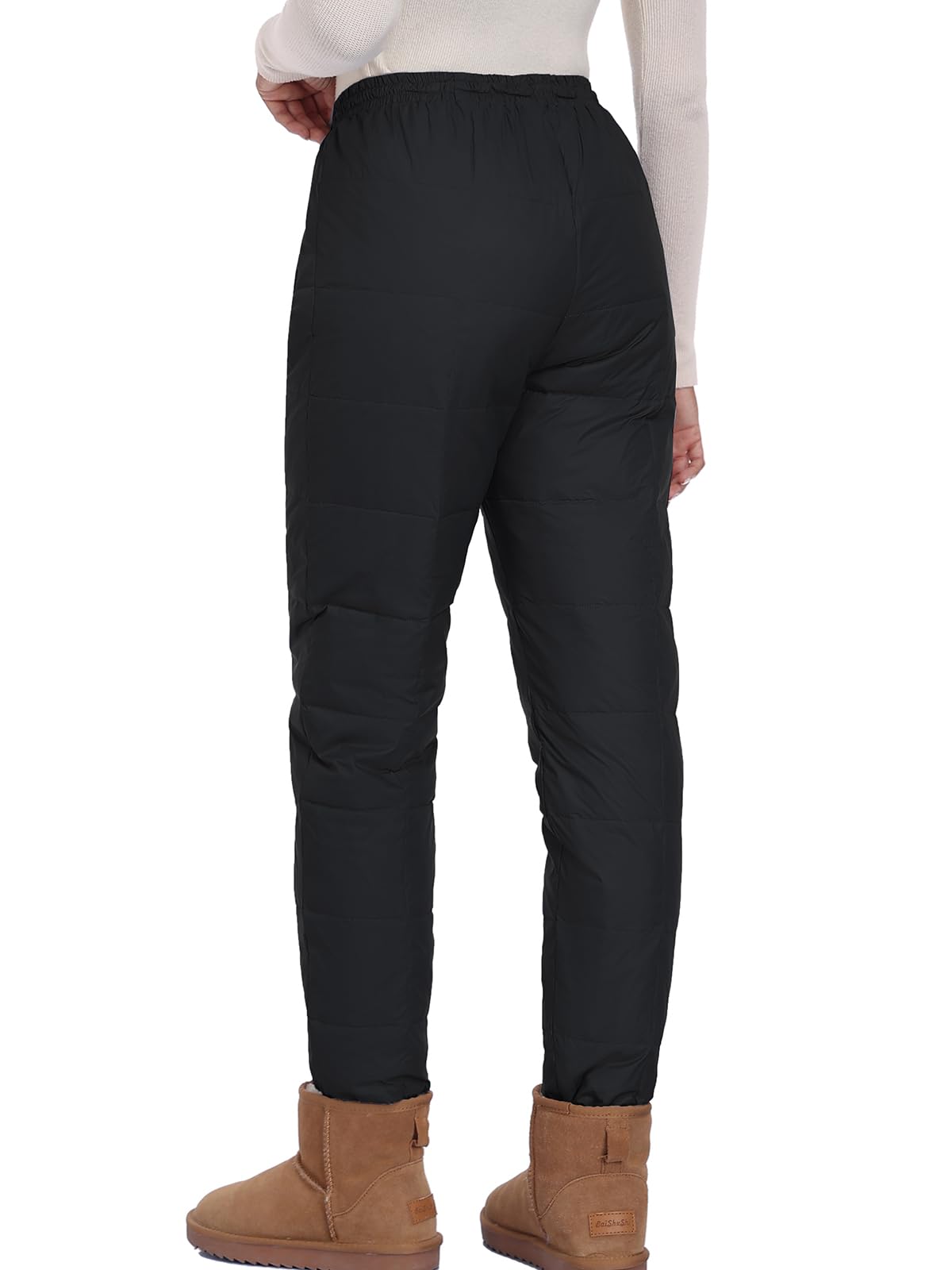 HOTIAN Pantalon en duvet pour femme - Ultra léger - Chaud - Pantalon de jogging - Coupe-vent - Imperméable - Chaud