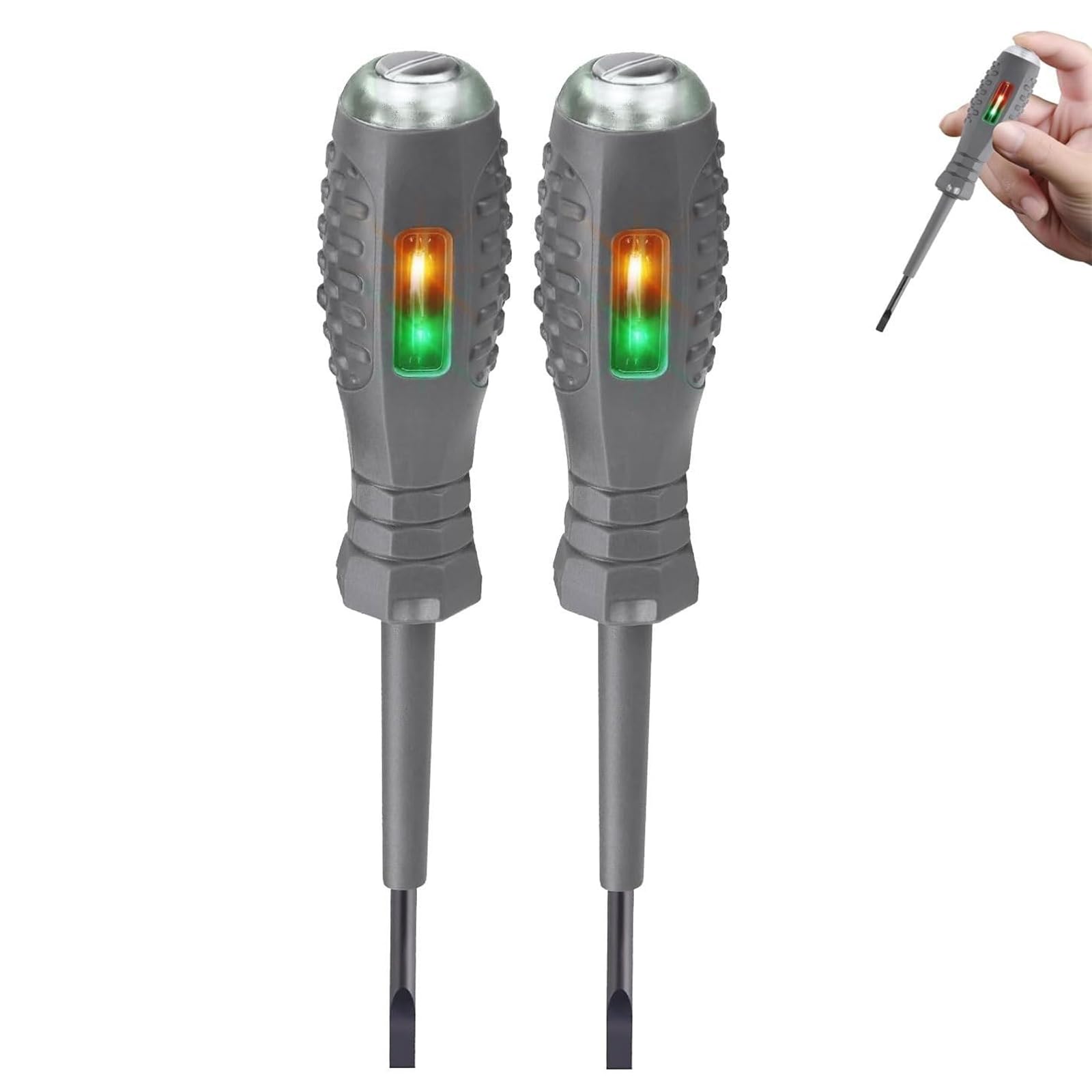 2PCS 2-in-1 High Torque Strong Magnetic Flathead Screwdriver Electricity Detector, Dual Light Color Light Measuring Electric Pen, Non Contact Voltage Detector, Voltage Tester Screwdriver