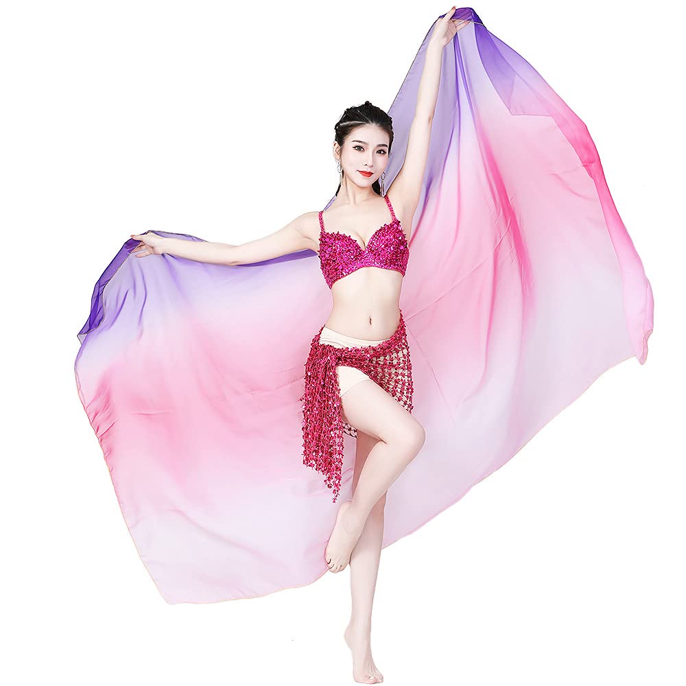 Nimiman Women Belly Dance Veil Chiffon Dancing Hand Scarf Gradual Color Adult Size Length 2.5M Width 1.14M